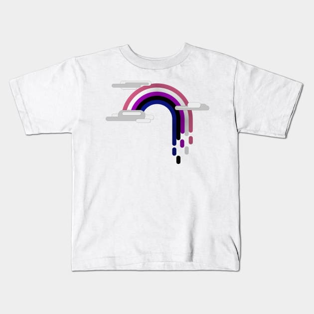 Gender Fluid Pride Flag Minimalist Drip Rainbow Design Kids T-Shirt by LiveLoudGraphics